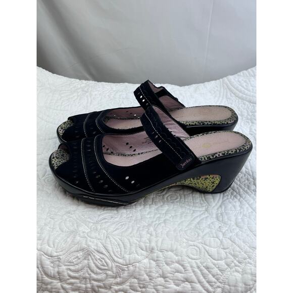 Jambu Women's Black Suede Slip-On Summer Vacation Wedge Shoes Size 11 - Picture 10 of 11